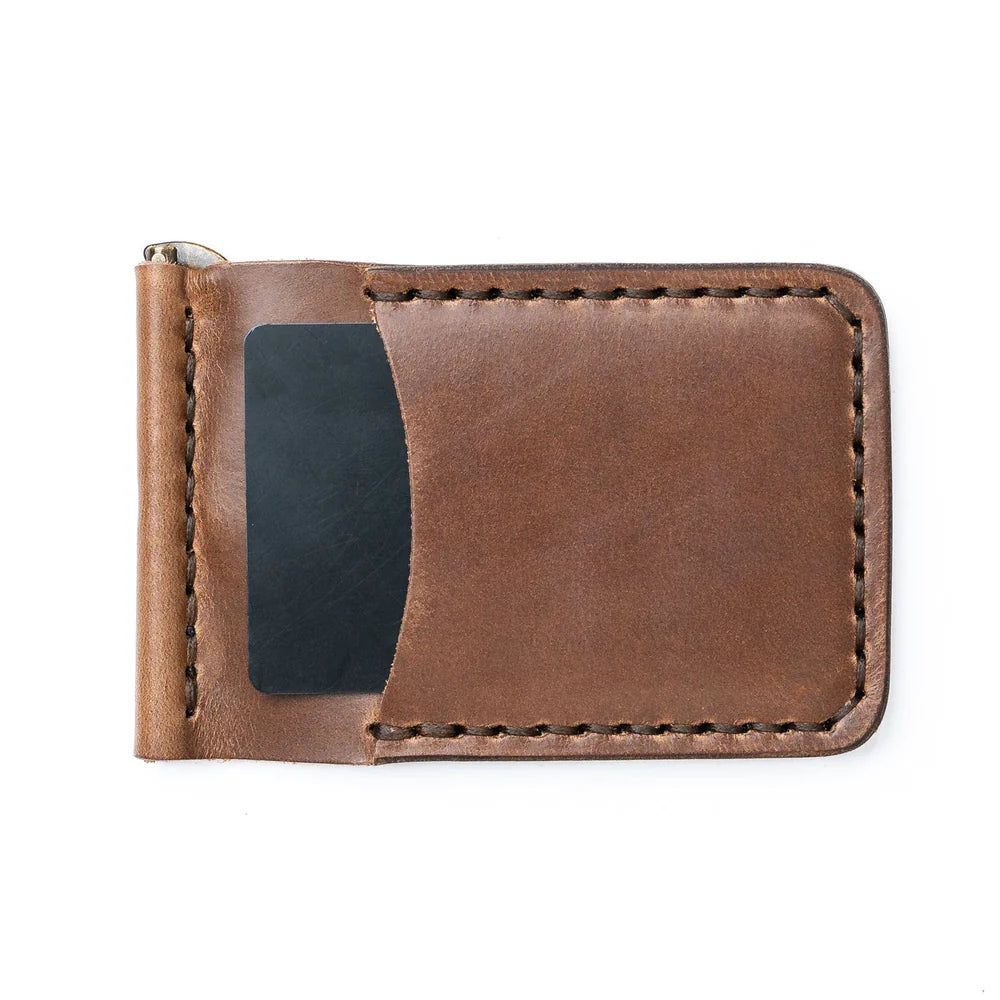 Praestans Vault | Leather Money Clip Wallet – Light Brown