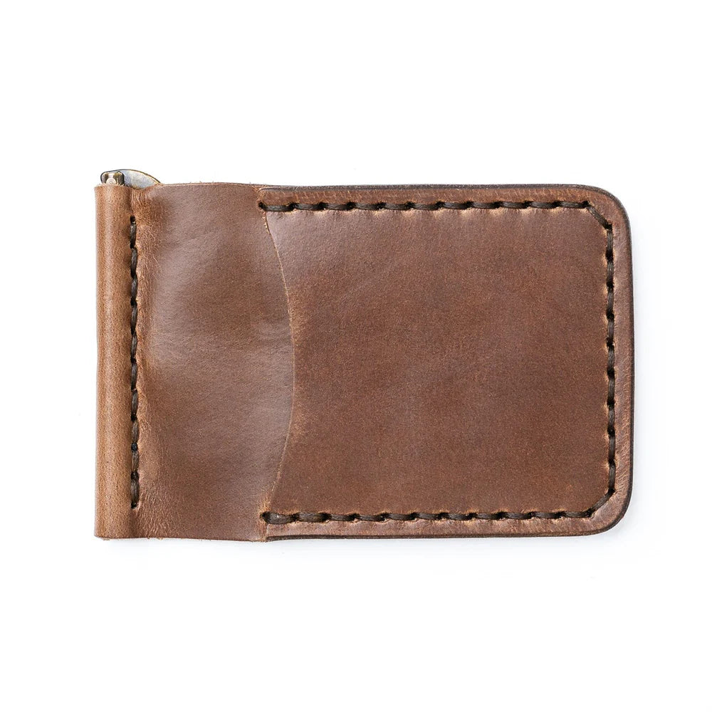 Light Brown Leather Money Clip Wallet