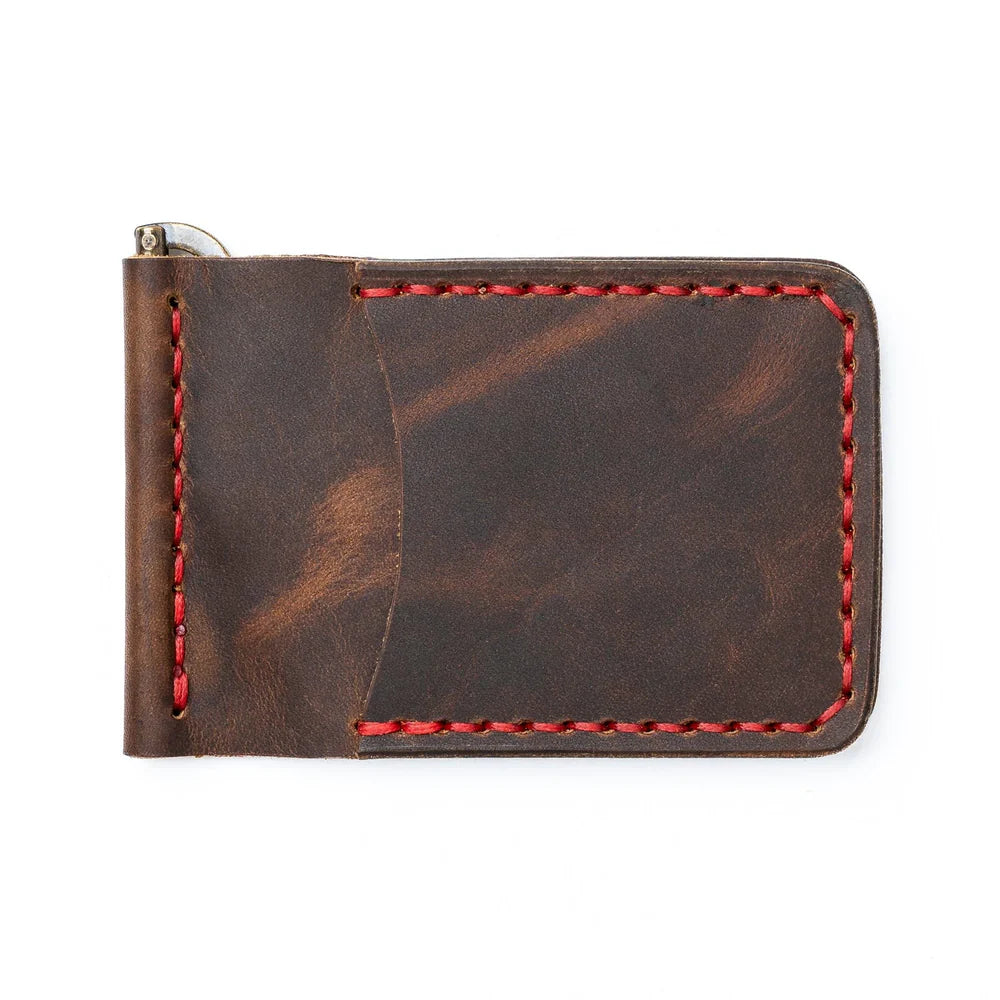 Brown Leather Money Clip Wallet