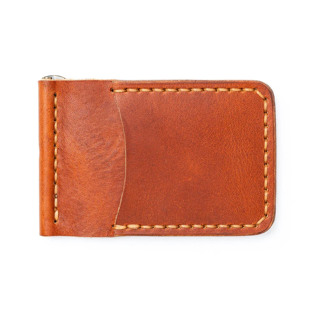 Tan Leather Money Clip Wallet