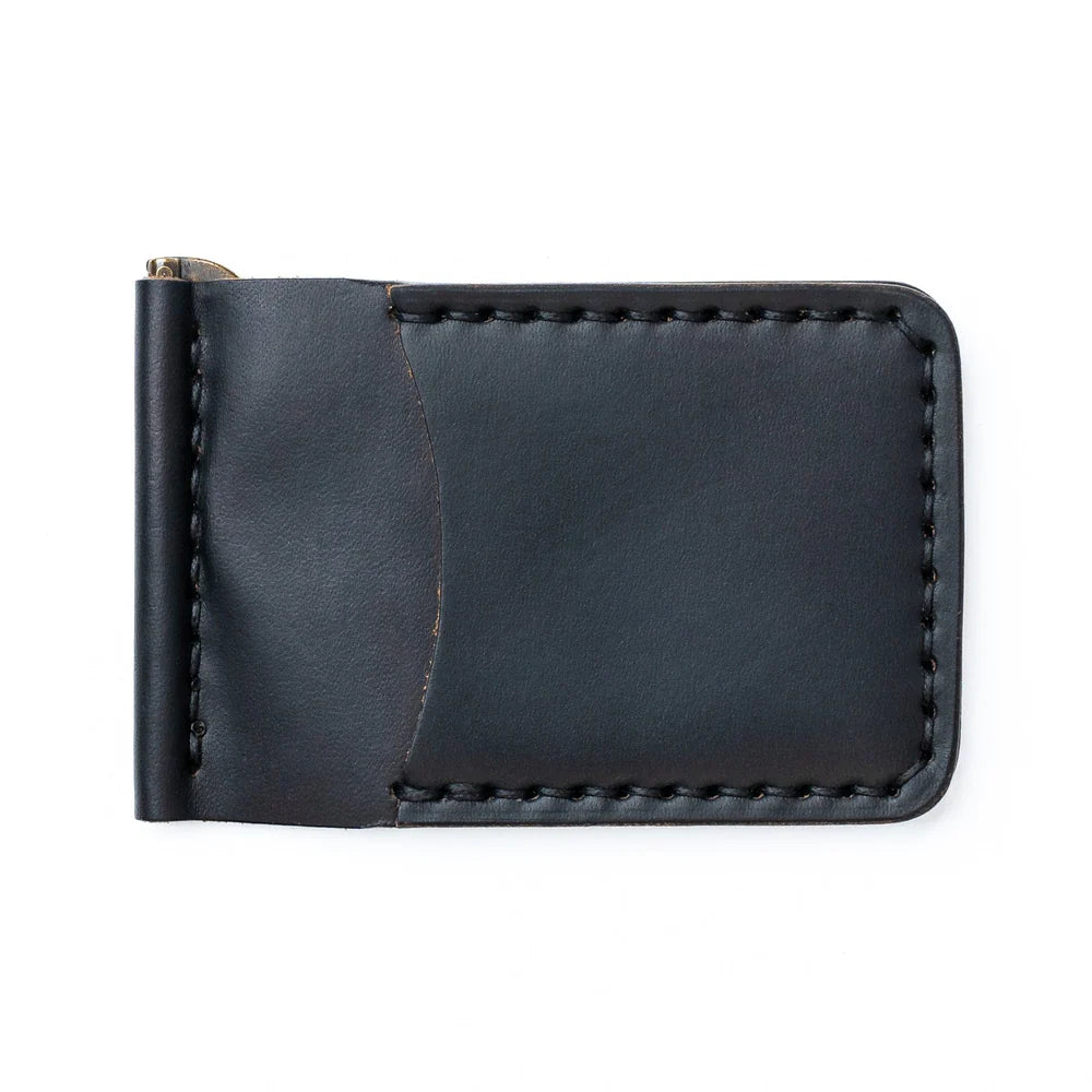 Black Leather Money Clip Wallet