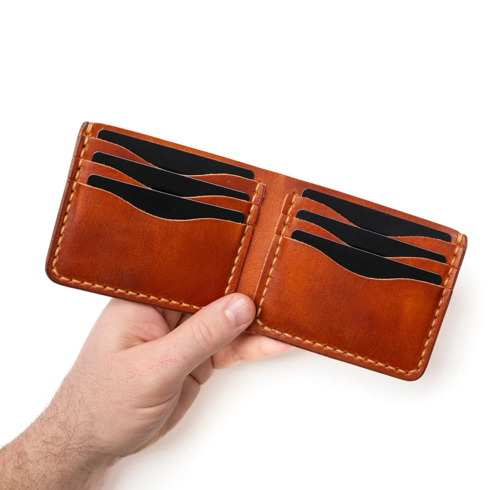 English Tan Full Grain Bifold Leather Wallet