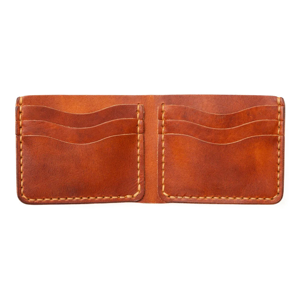 English Tan Full Grain Bifold Leather Wallet
