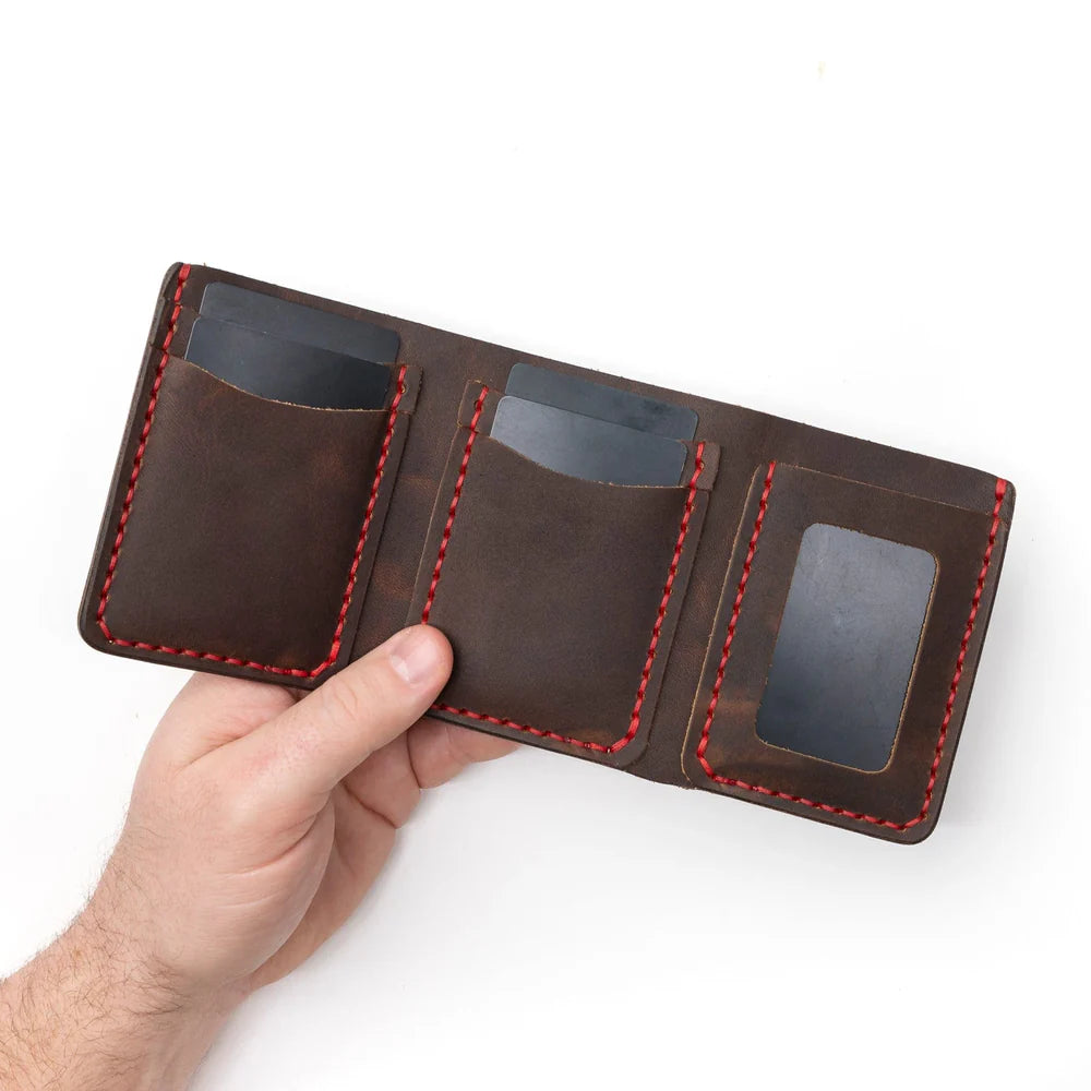 Praestans Vault | Trifold Leather Wallet – Brown