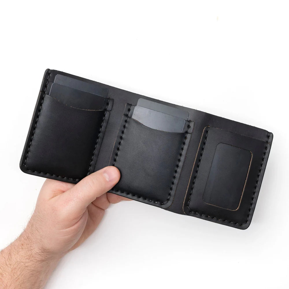 Praestans Vault | Trifold Leather Wallet – Black